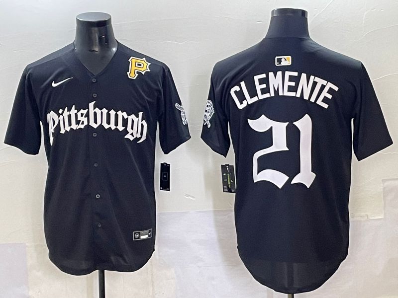 Men 2025 Pittsburgh Pirates #21 Clemente Black Five generations Joint Name Nike MLB Jersey style 12->pittsburgh pirates->MLB Jersey
